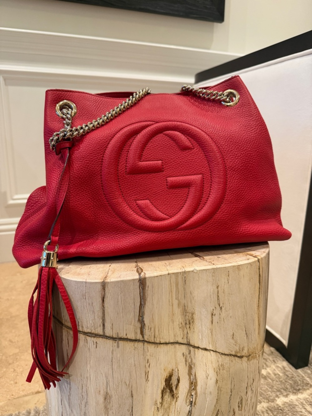 Gucci Soho Red Leather Chain-Handle Shoulder Bag by